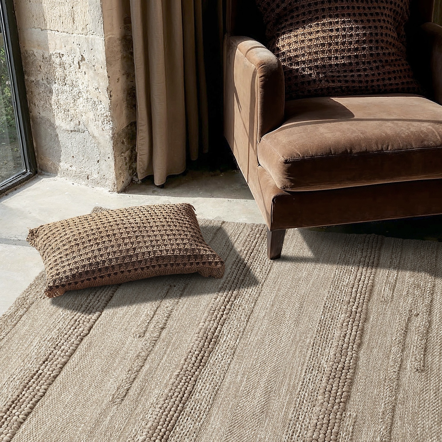 Tapis en laine ' Almaty ' - Beige