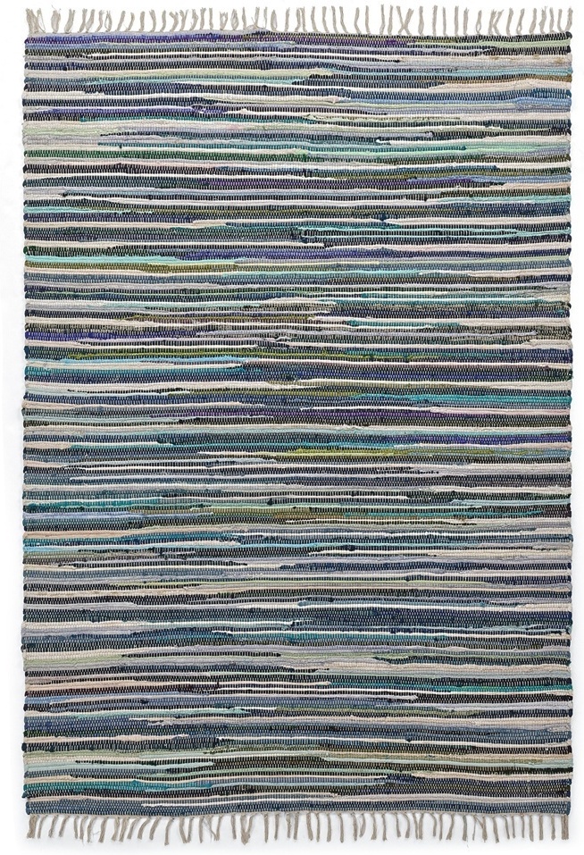 Tapis en chiffons « Home » - Multicolore/bleu
