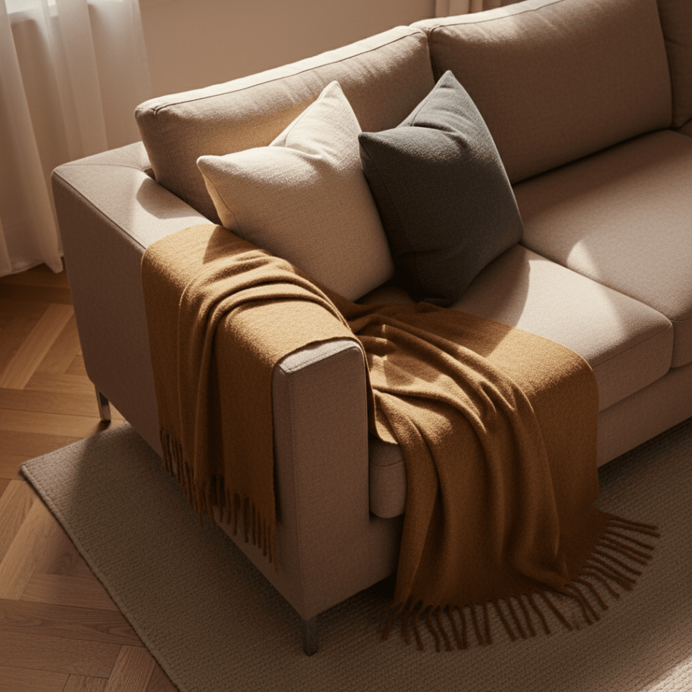 Plaid ' Samantha ' 130 x 170 cm - Marron