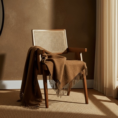 Plaid ' Samantha ' 130 x 170 cm - Marron