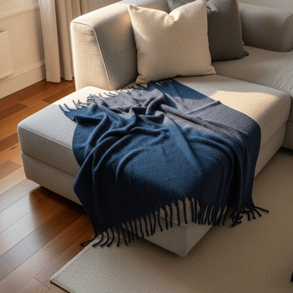 Plaid ' Samantha ' 130 x 170 cm - Bleu marine