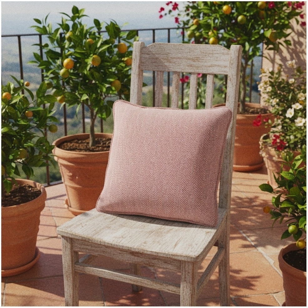 Housse de coussin ' Denisa Fishbone ' 45 x 45 cm - Rouge/blanc
