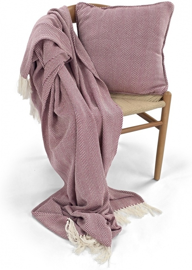 Housse de coussin ' Denisa Fishbone ' 45 x 45 cm - Rouge/blanc