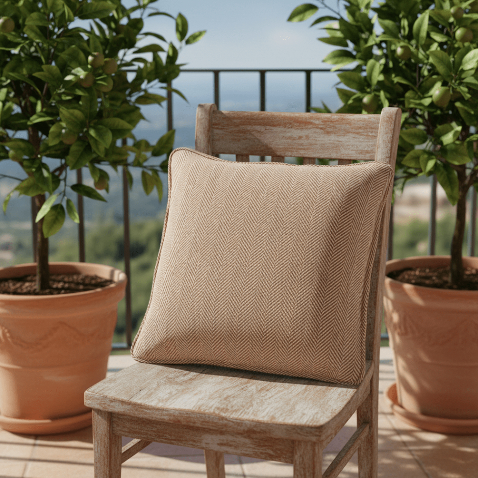 Housse de coussin ' Denisa Fishbone ' 45 x 45 cm - Marron/blanc