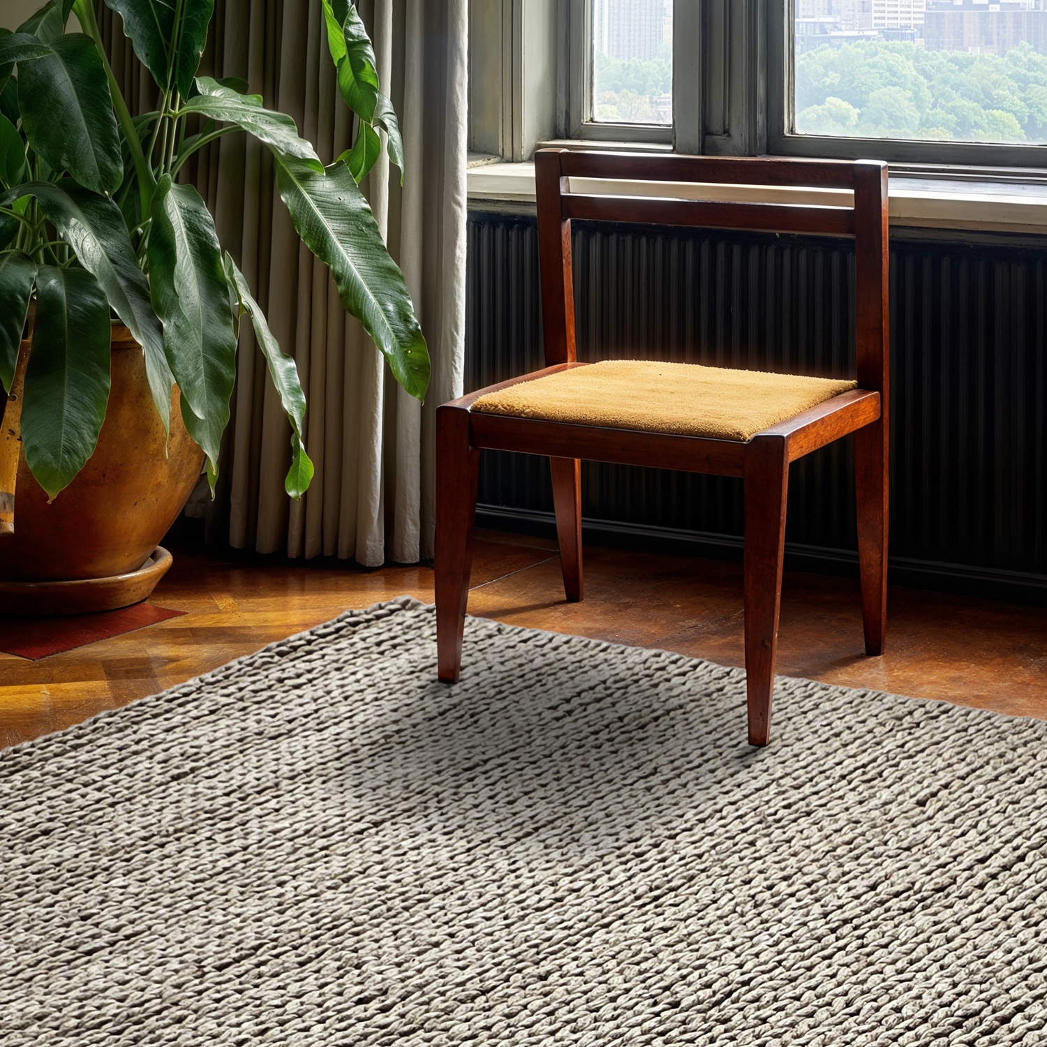 Tapis en laine tressée « Talvia » - Gris