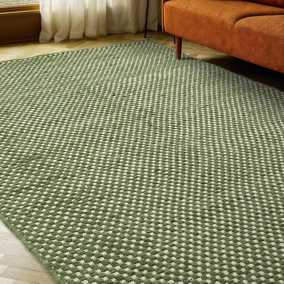 Tapis en laine ' Ovelia ' - Vert et blanc