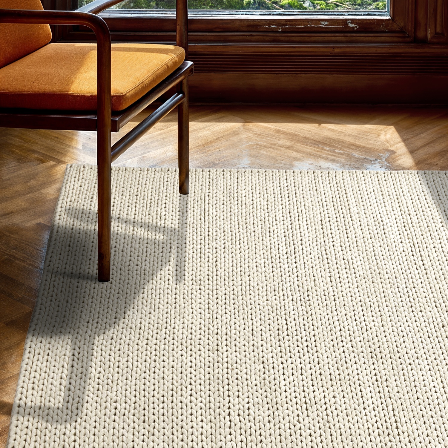 Tapis en laine ' Talvia Braided Wool ' - Blanc