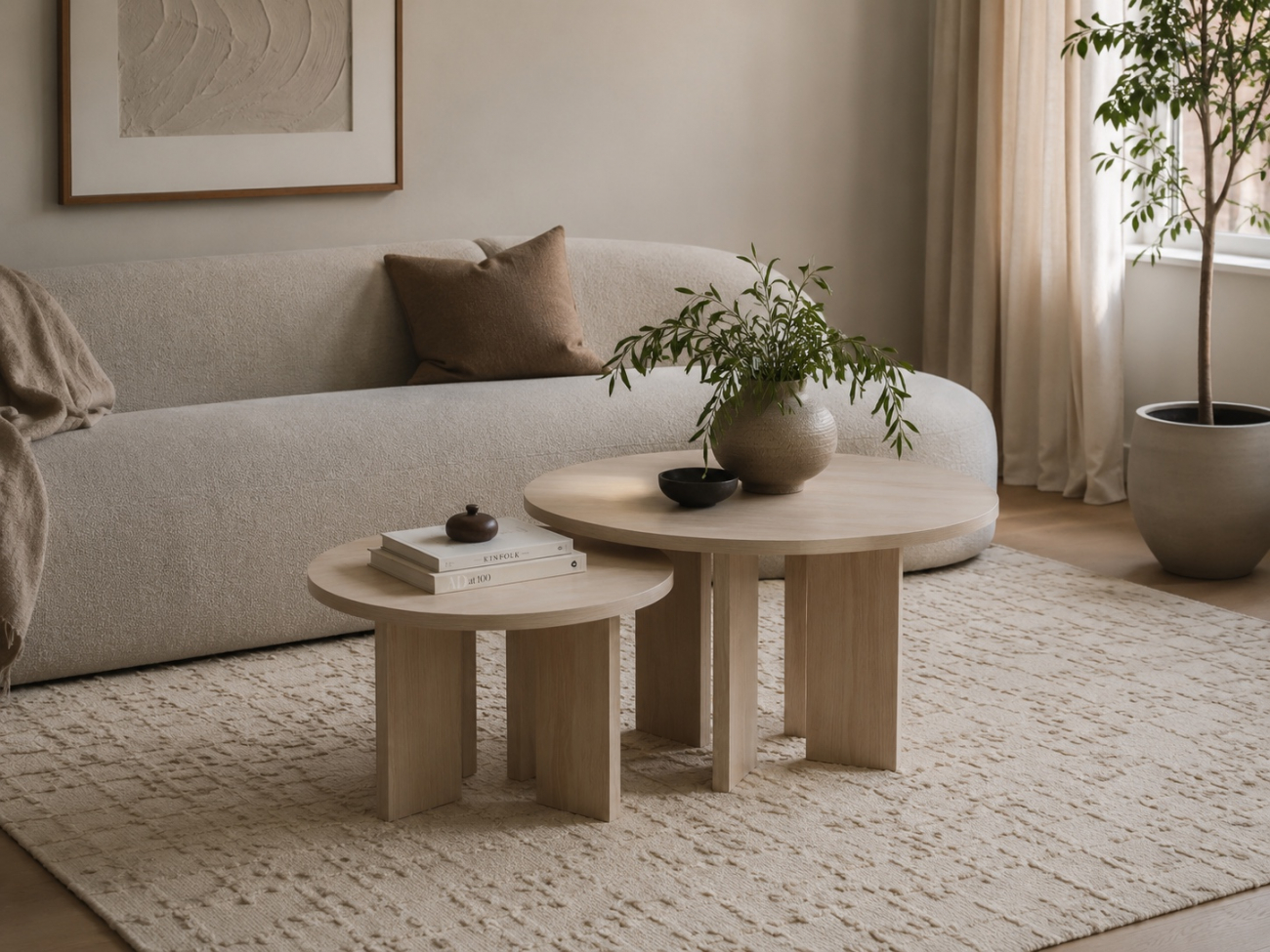 Table basse 'Cr&eacute;me' Ronde 75 cm - Nature