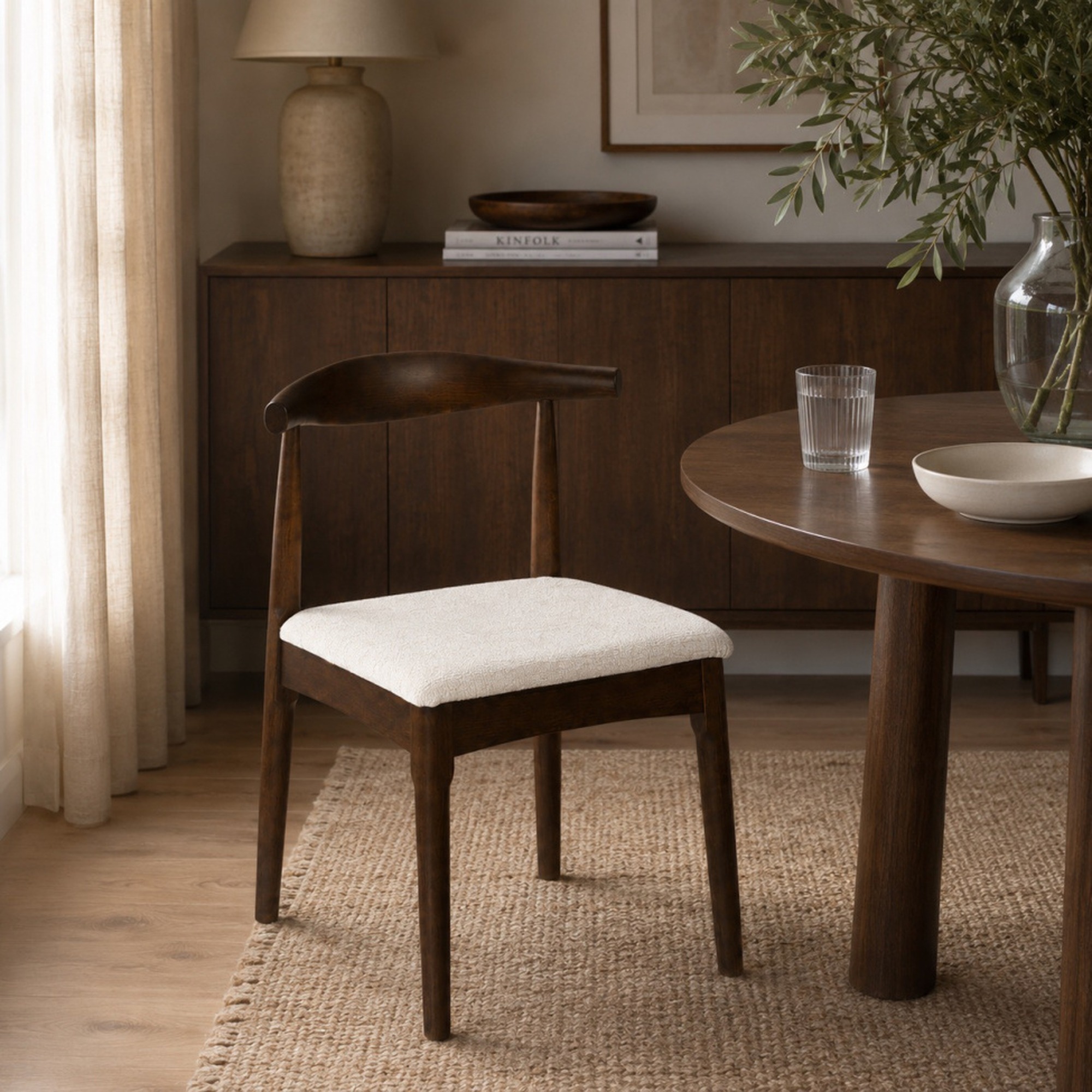 Chaise 'Fager' - Noyer/Beige