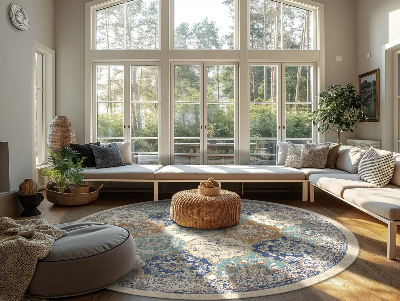 Tapis rond 'Bohemia' 240cm - Bleu/Multi