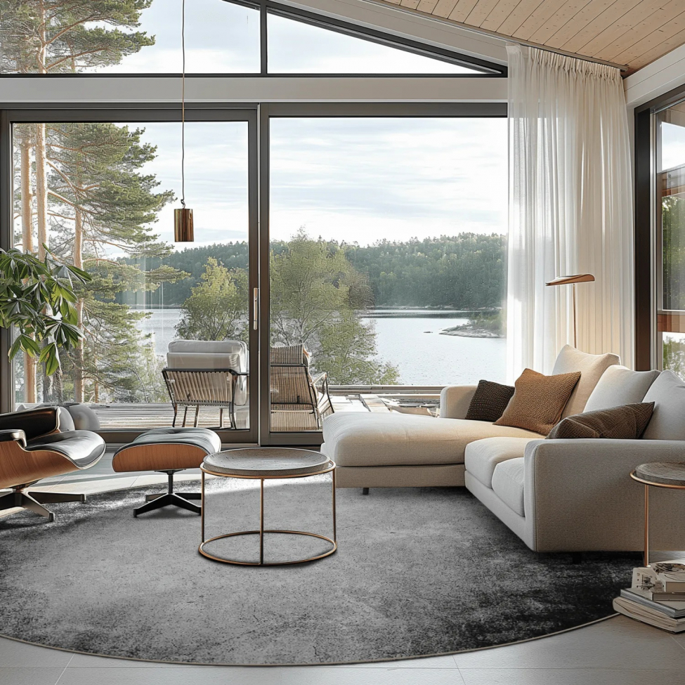 Tapis Rond 'Megara' 160cm - Gris