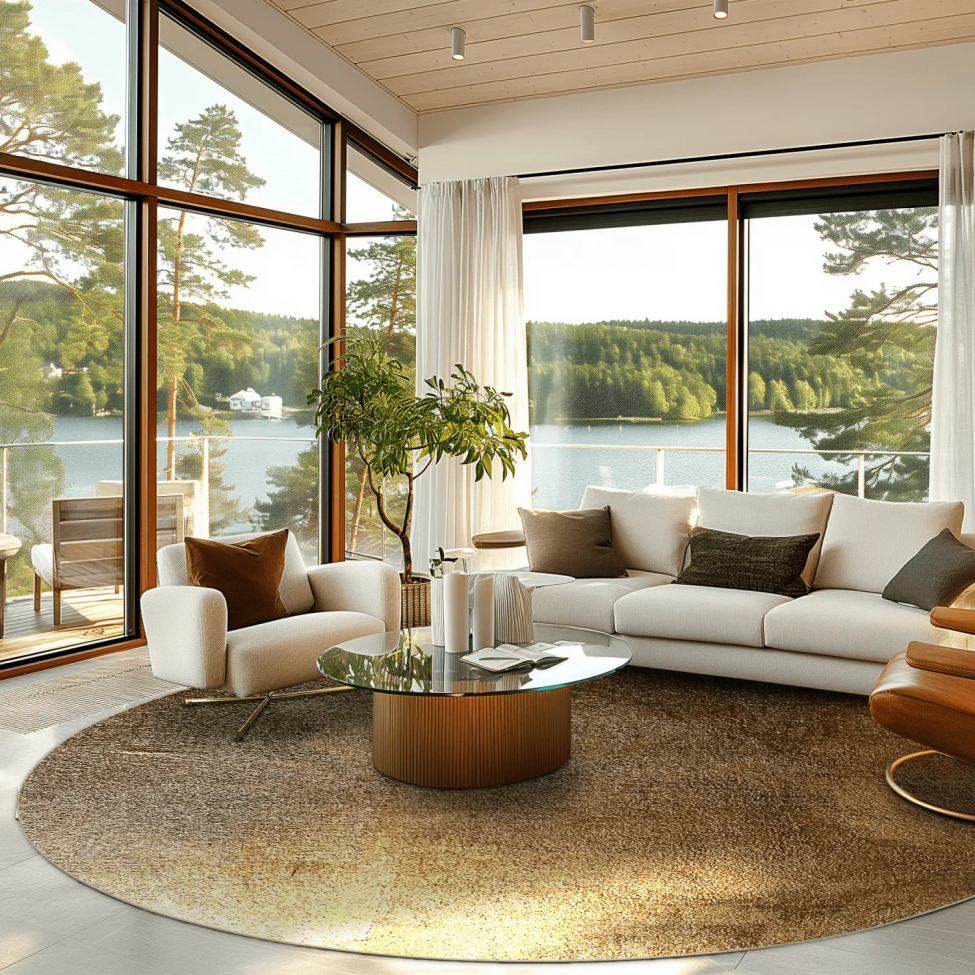 Tapis rond 'Oristano' 160cm - Marron