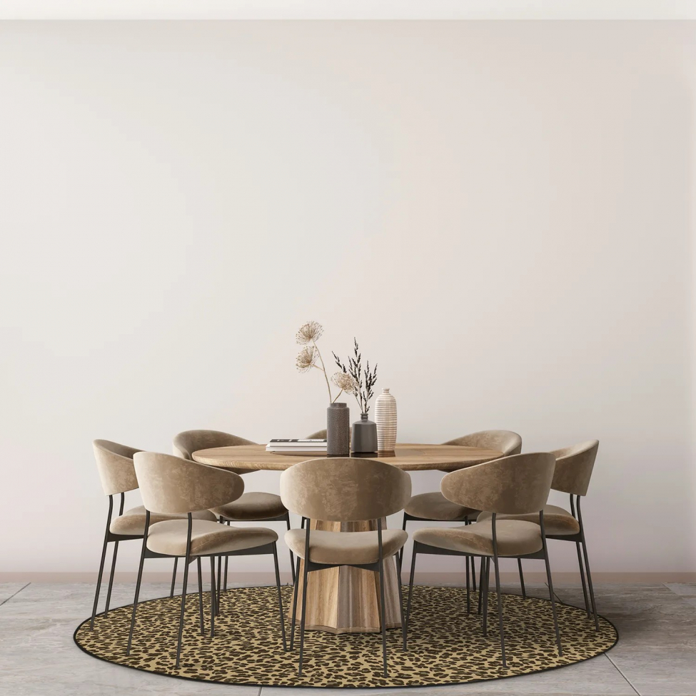 Tapis rond 'Leopard' 160cm - Marron