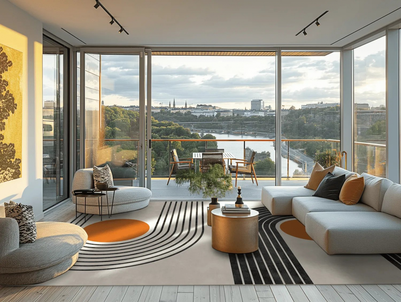 Tapis Wilton 'Moudania' 160x230cm - Beige/Noir/Orange