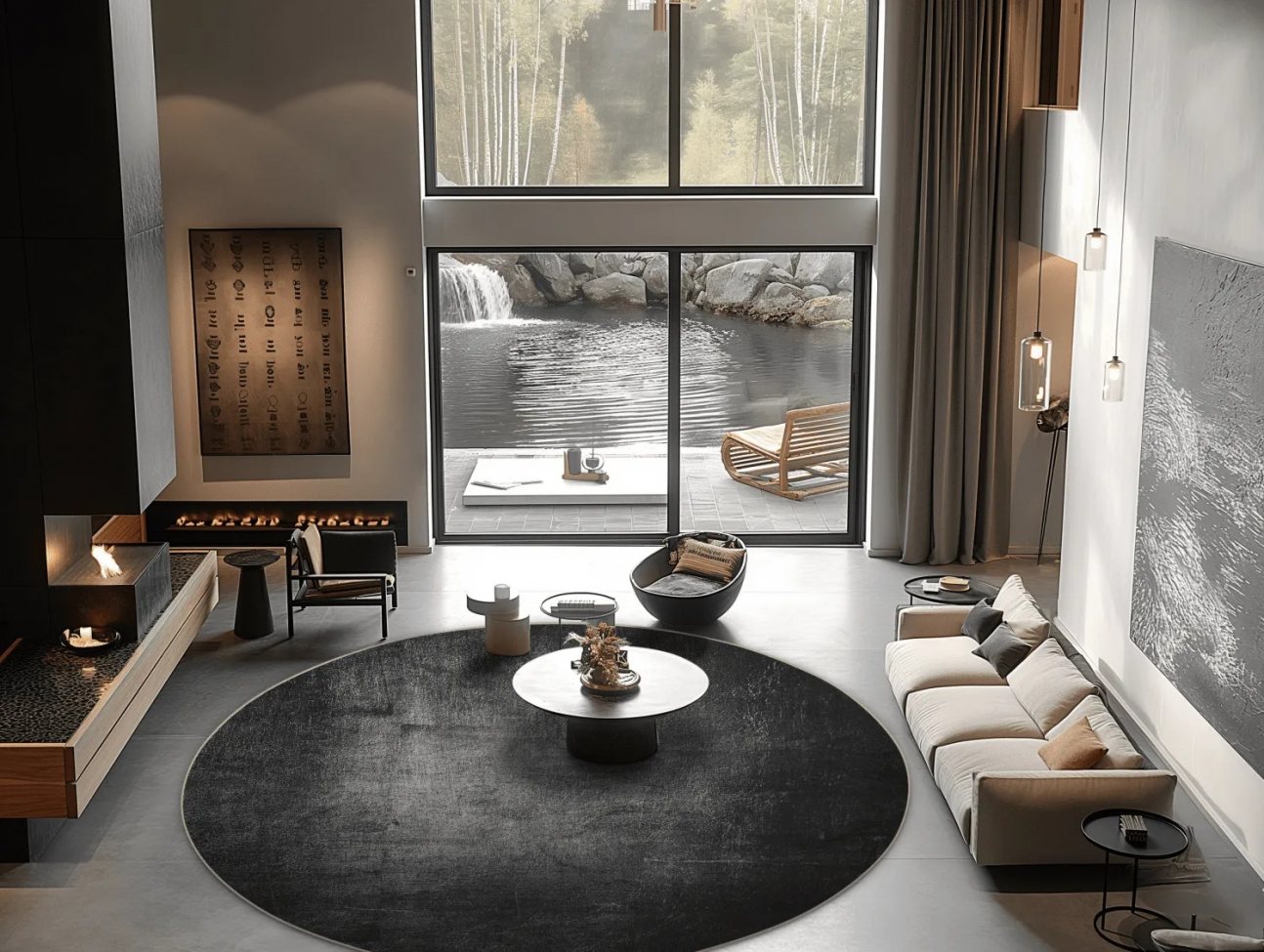 Tapis rond 'Serifos' 120cm - Gris foncé