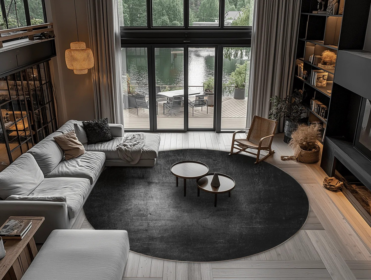 Tapis rond 'Serifos' 240cm - Gris foncé