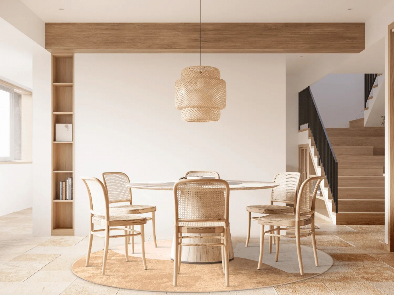 Tapis rond 'Lazio' 200cm - Beige/Rose