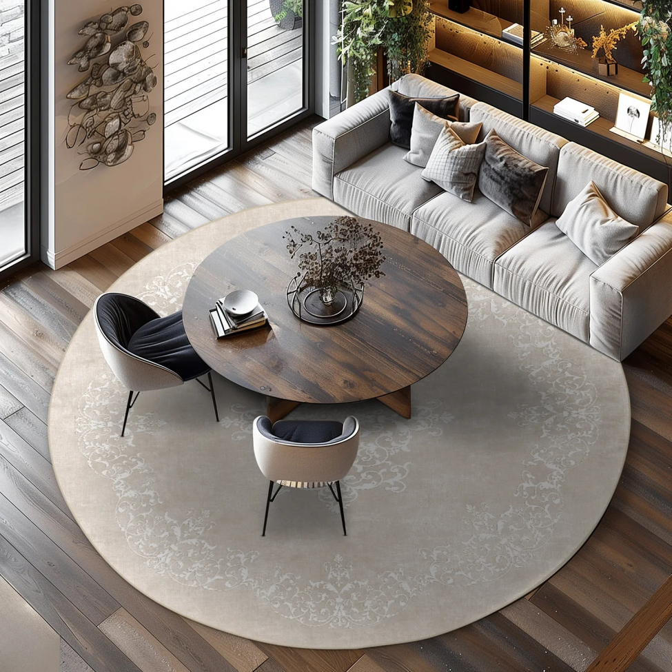 Tapis rond 'Santi' 120cm - Beige/Blanc