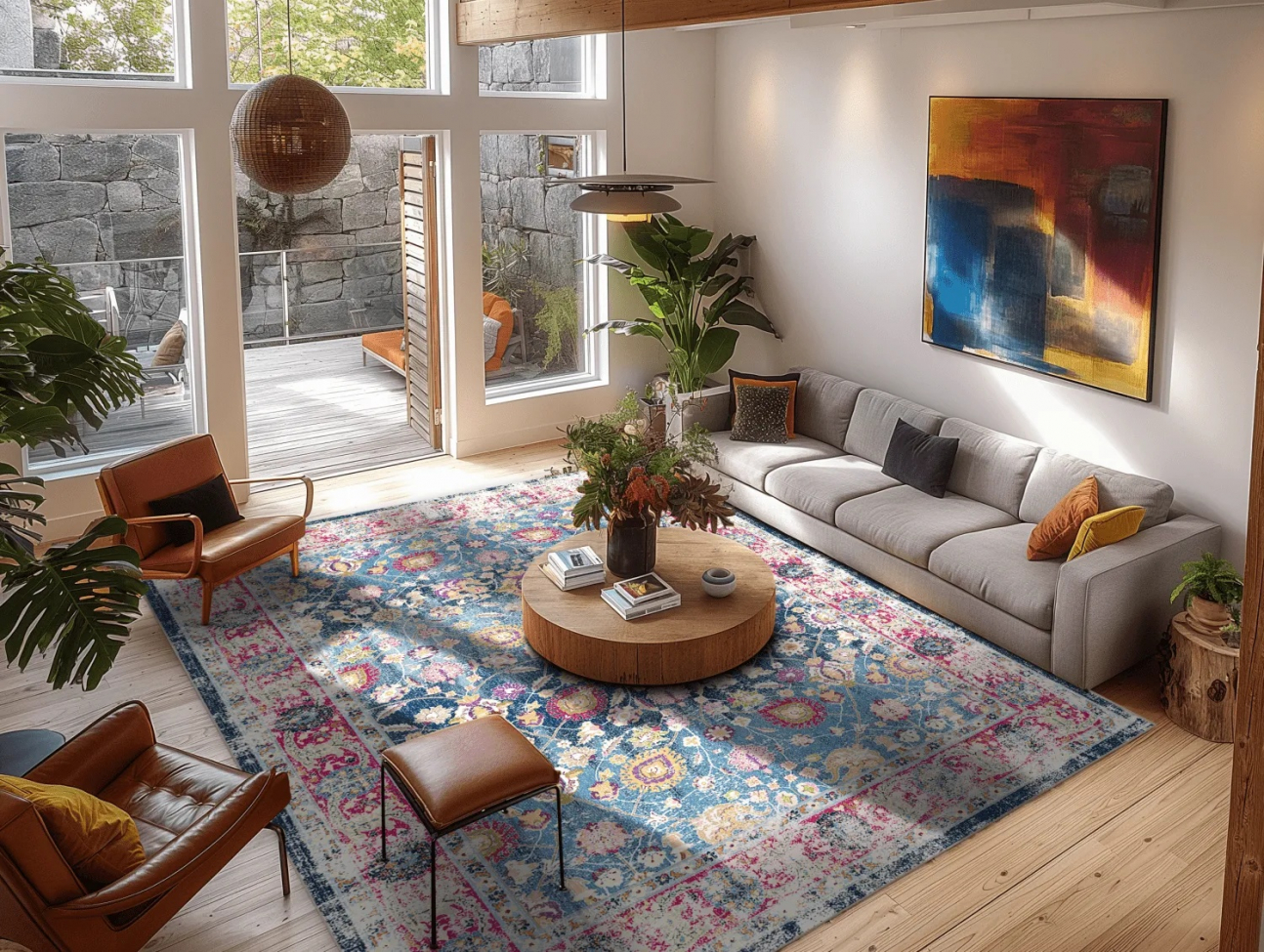 Tapis Wilton 'Bouhjar' 160x230cm - Bleu/Rose/Multi