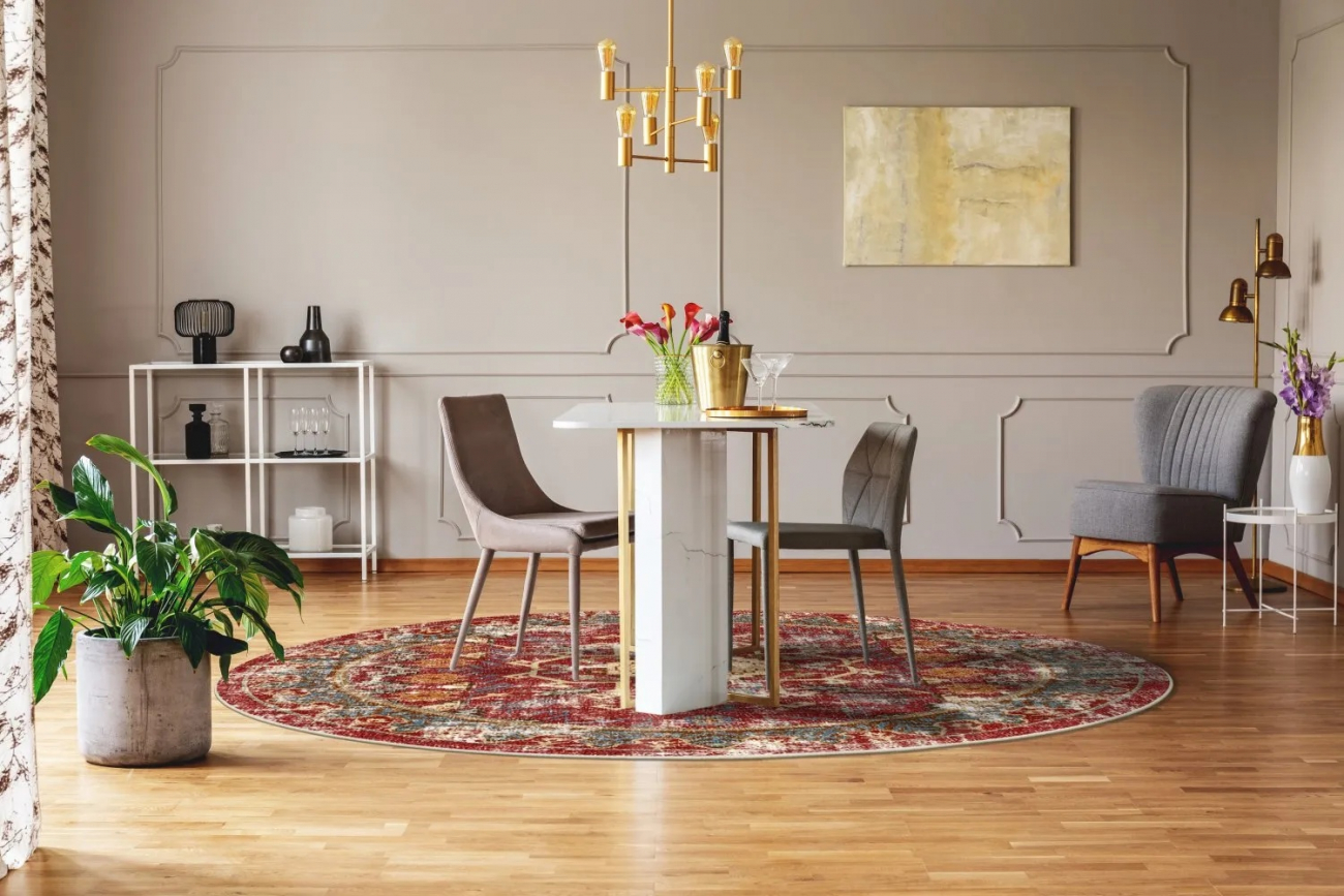 Tapis rond 'Idri' 160cm - Rouge/Multi