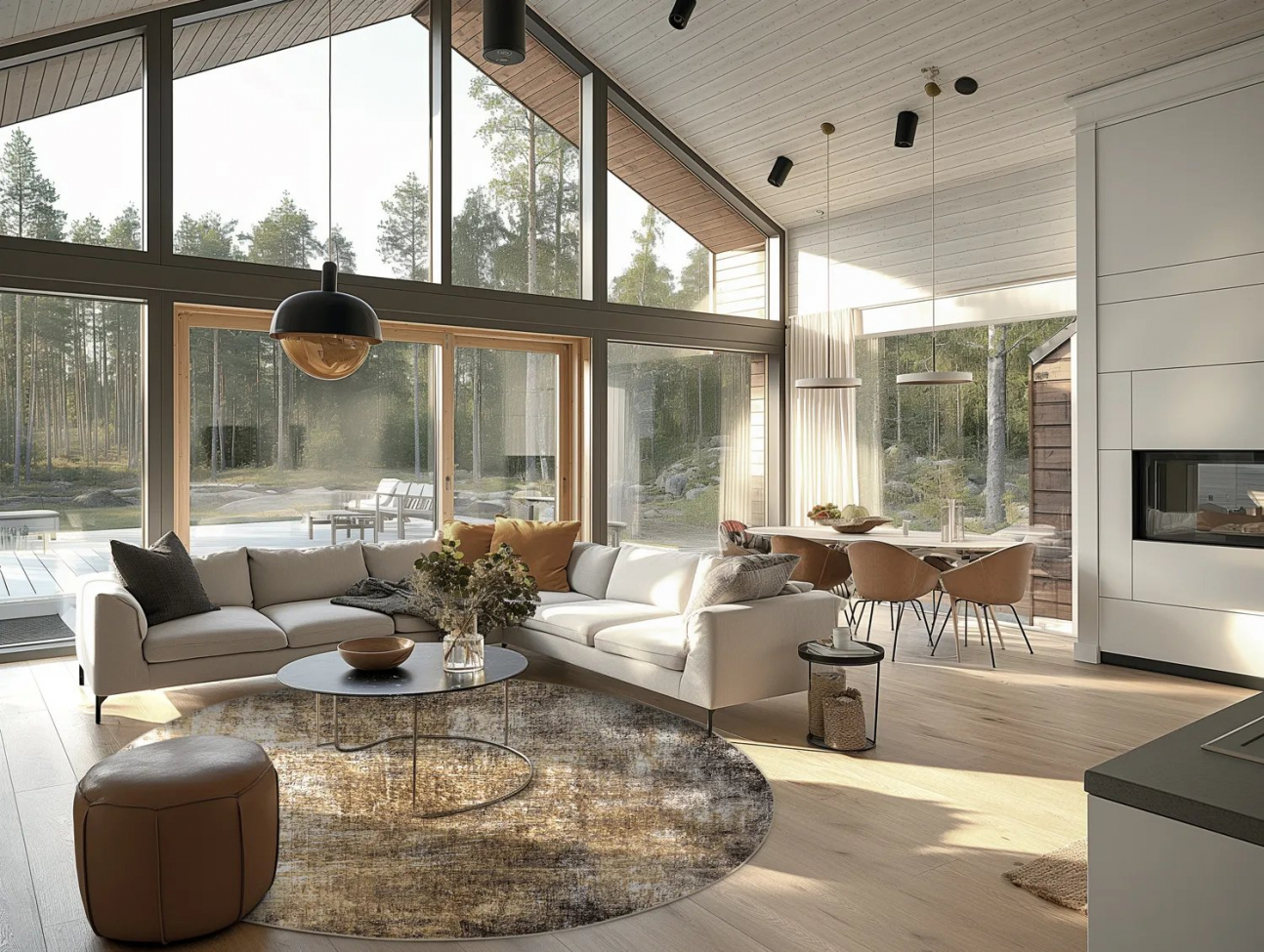 Tapis rond 'Florent' 120cm - Marron