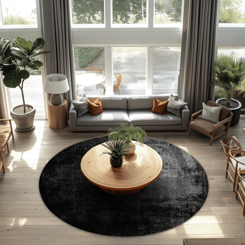 Tapis rond 'Lynton' 120cm - Noir