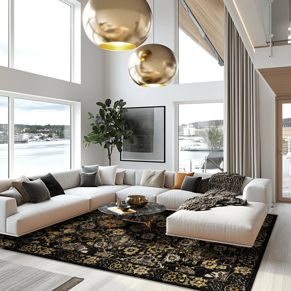 Tapis Wilton 'Fernana' 240x340cm - Noir/Or