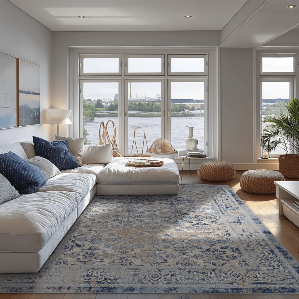 Tapis Wilton 'Denizli' 290x390cm - Bleu