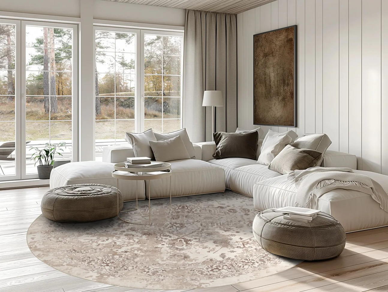 Tapis rond 'Mateur' 120cm - Beige