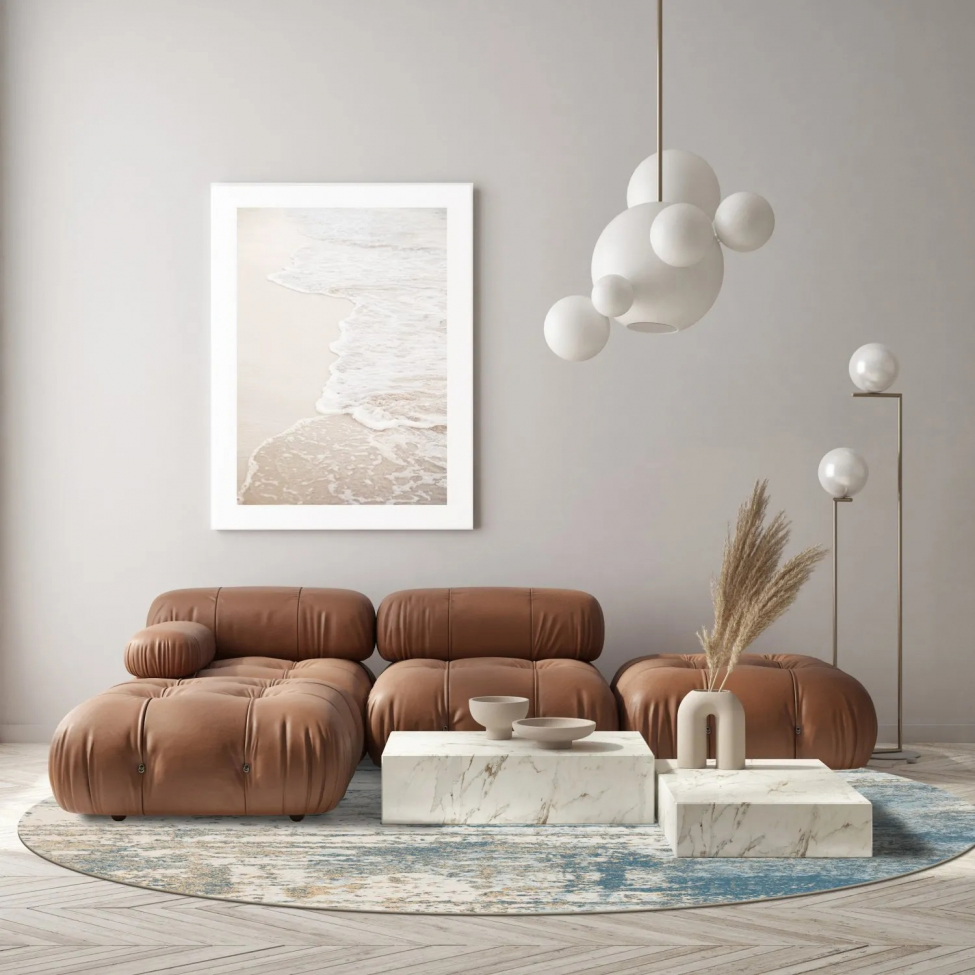 Tapis rond 'Kebira' 290cm - Bleu