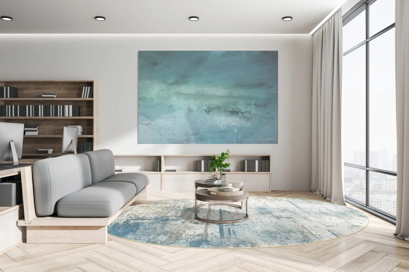 Tapis rond 'Kebira' 290cm - Bleu