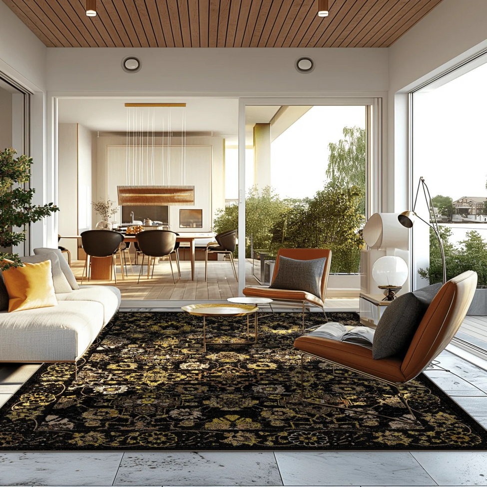 Tapis Wilton 'Fernana' 290x390cm - Noir/Or