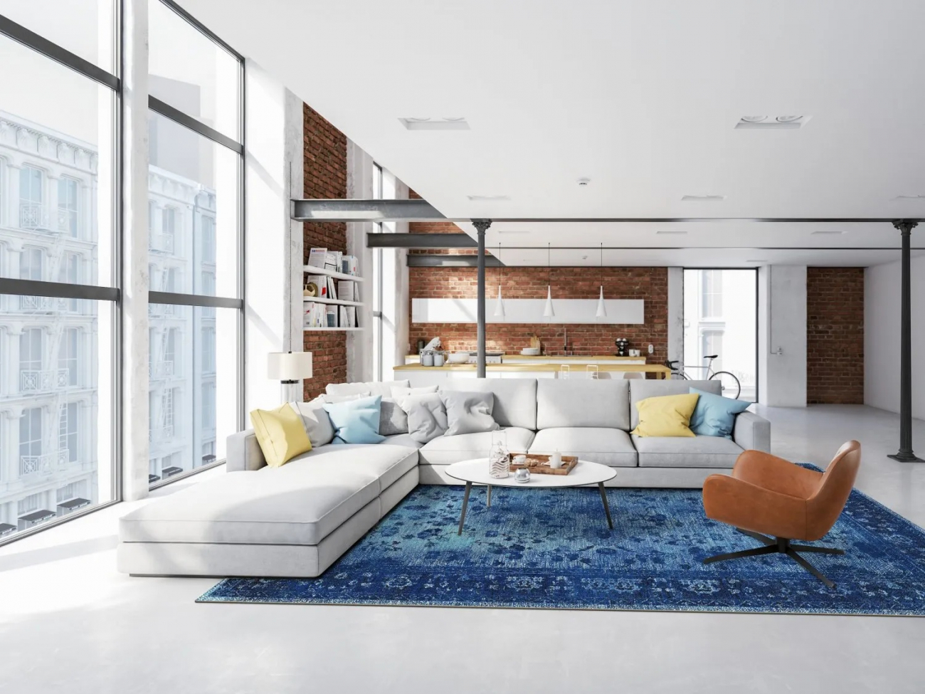 Tapis Wilton 'Gombalia' 80x250cm - Bleu