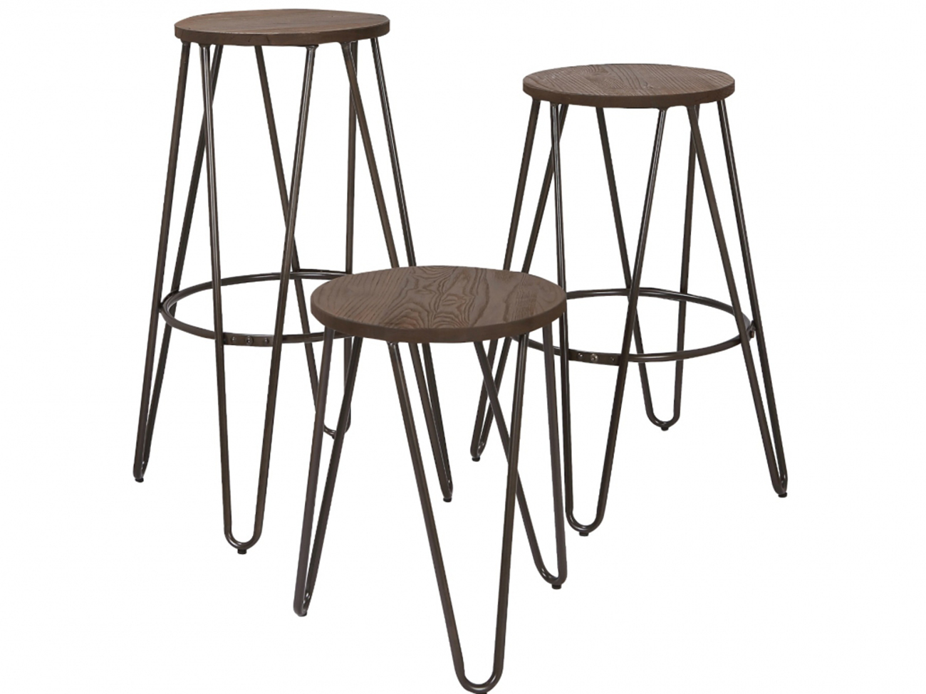 Tabouret 'Rustic' 45cm - Bois/Acier