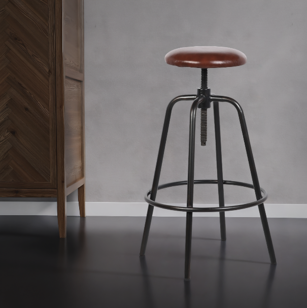 Tabouret 'Industrial' - Fer/Cuir