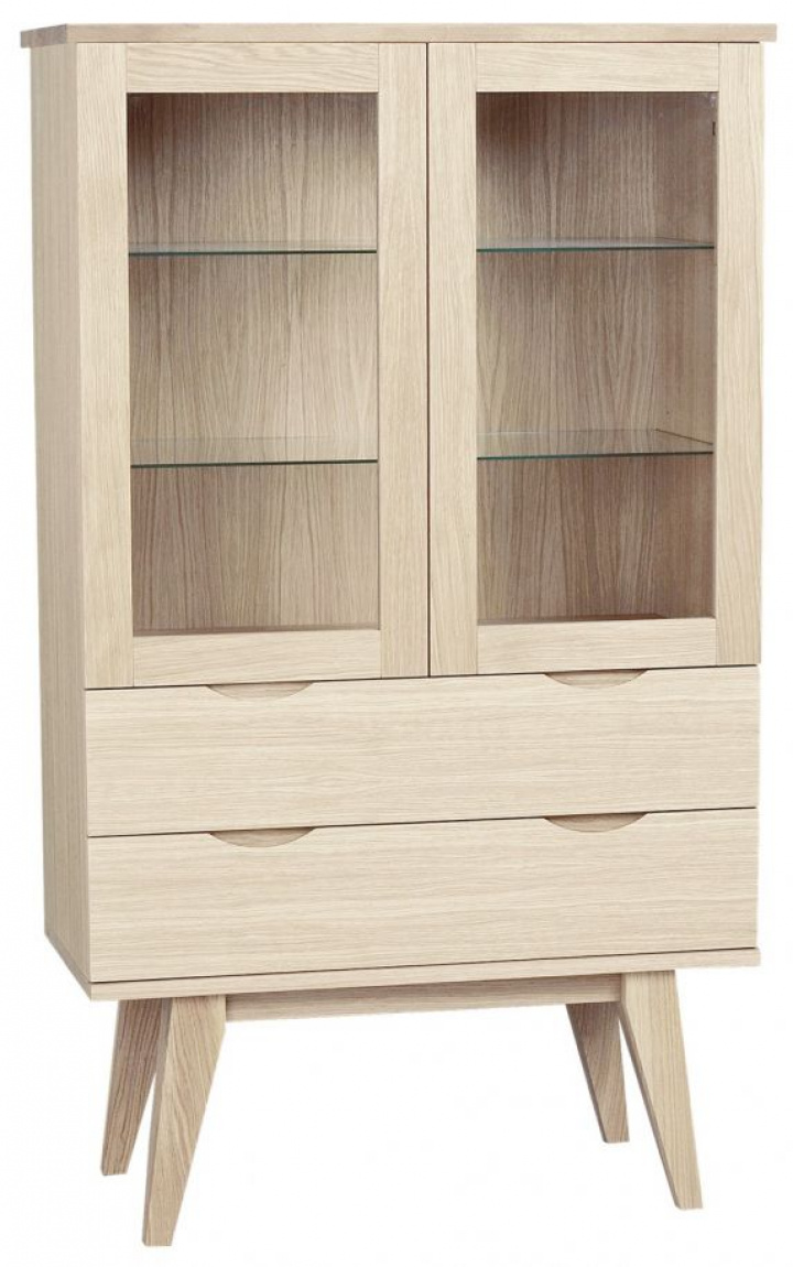 Vitrine \'Filippa\' 81x140cm - Chêne blanchi dans le groupe Meubles / Étagères & rangement / Armoires et buffets chez Reforma (113787)