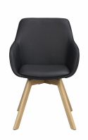 Fauteuil \'Alison\' Cuir - Noir/chêne