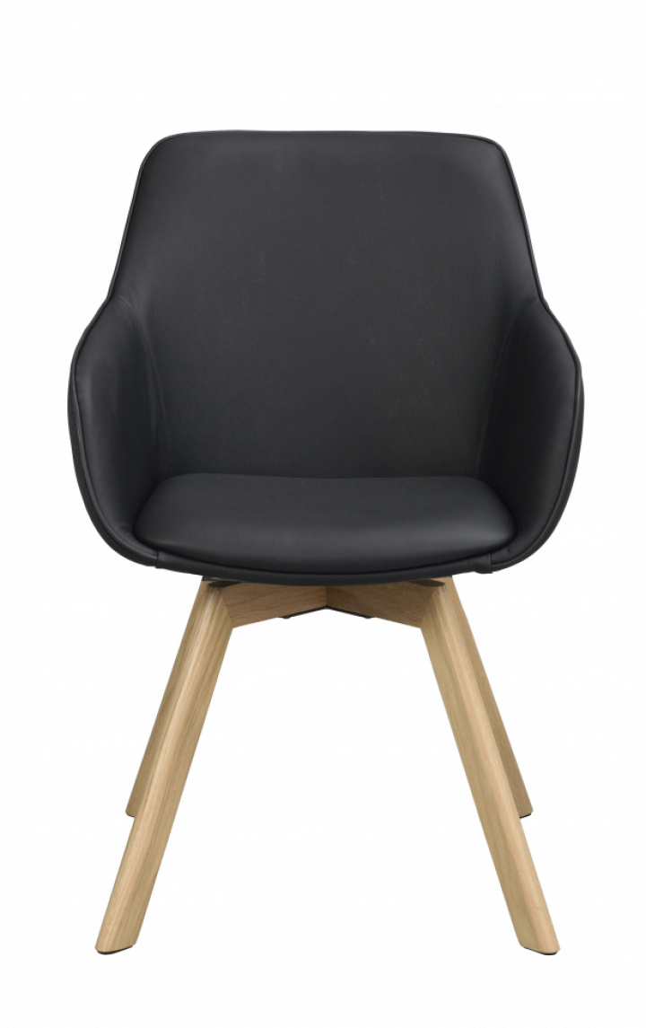 Fauteuil \'Alison\' Cuir - Noir/chêne dans le groupe Meubles / Meubles d\'assise / Chaises chez Reforma (118140)