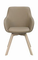 Fauteuil \'Alison\' Cuir - Beige/blanc pigmenté
