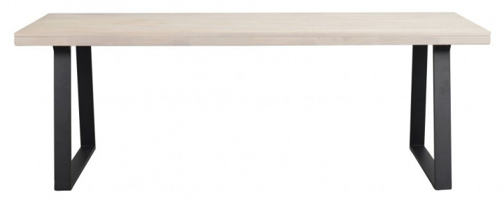 Table à manger \'Brooklyn\' 220x95cm - Chêne blanchi/Pieds noirs en U dans le groupe Meubles / Tables / Table à manger chez Reforma (119821)