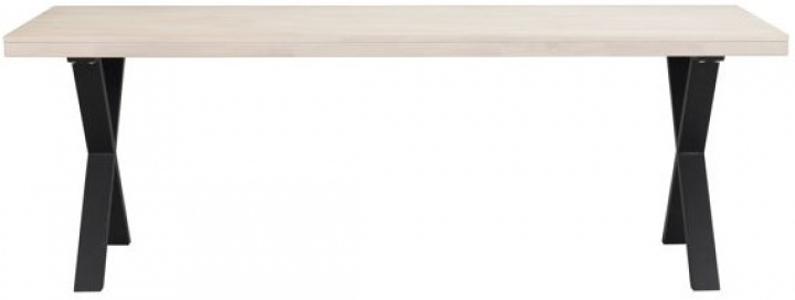 Table à manger \'Brooklyn\' 220x95cm - Pigmenté en blanc/Noir X-pieds dans le groupe Meubles / Tables / Table à manger chez Reforma (119825)