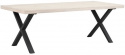 Table à manger \'Brooklyn\' 220x95cm - Pigmenté en blanc/Noir X-pieds