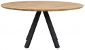 Table à manger \'Carradale\' Ronde 150cm - Chêne/Noir Pieds en V