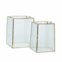 Lanterne 2-pack \'Ripple\' - Laiton/Vitre