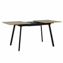 Table à manger \'Albon\' 120-160x80cm - Noir/Chêne