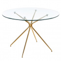Table à manger \'Rondo\' Ronde 110cm - Transparent/Or