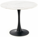 Table à manger \'Ambrosio\' Ronde 90cm - Blanc/Noir