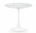 Table à manger \'Lorca\' Ronde 80cm - Marbre/Blanc