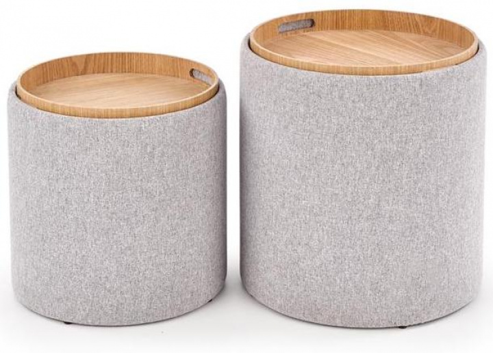 2-pack Pouf/Table d\'appoint \'Aviko\' - Gris dans le groupe Meubles / Tables / Tables d\'appoint chez Reforma (2010001183914)