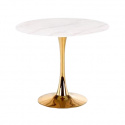 Table à manger \'Navarra\' Ronde 90cm - Marbre/Or